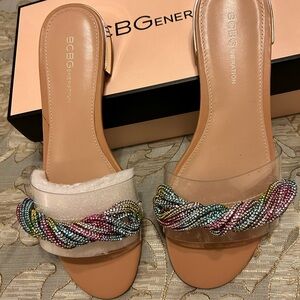 BCBG. Summer open sandles with heel. Size-9.